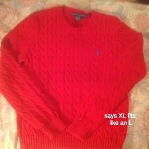 Women's Polo cable knit, cotton crew neck sweater